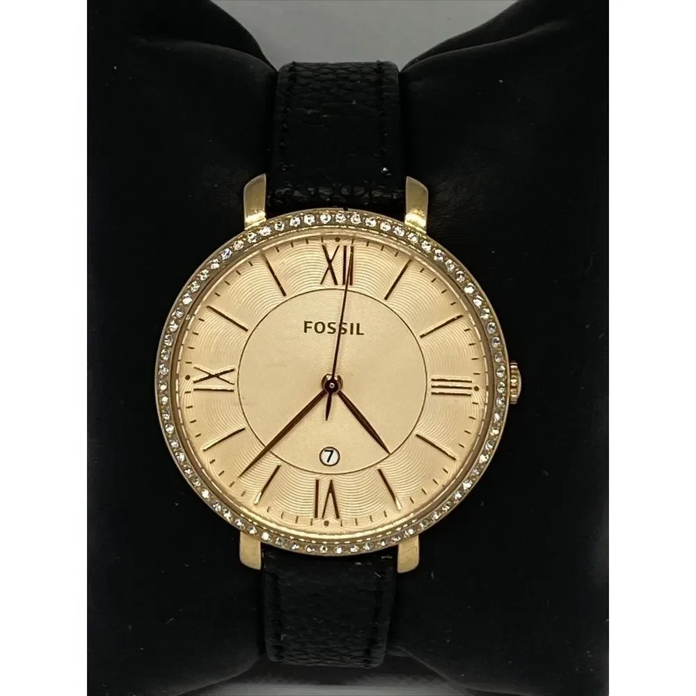 Fossil ES3546 Women's Black Leather Analog Dial Quartz Genuine Watch QB482